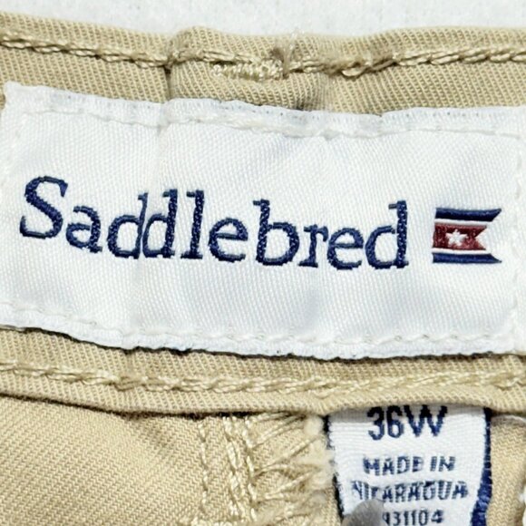 Saddlebred Men's Flat Front Slash Pockets Stretch Khaki Chino Shorts Size 36W - Picture 5 of 10